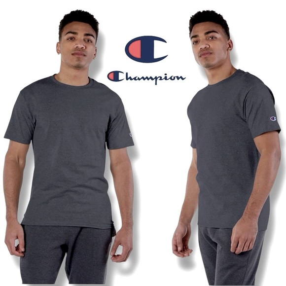 Champion Men's T Shirt Crew Neck Short Sleeve C Logo Unisex Charcoal Gray XL - Picture 1 of 16